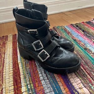 Women’s Black Motorcycle Boots Size 8.5